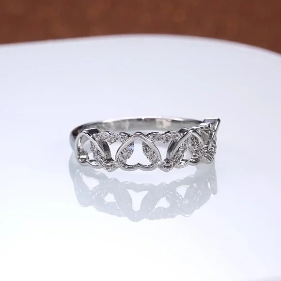 ✨ Lovely Anillos Hollow Many Heart Cross Sweet Zircon Rings for Women, PD085 - Picture 3 of 7